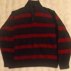 Men's Black and Red Striped Sweater